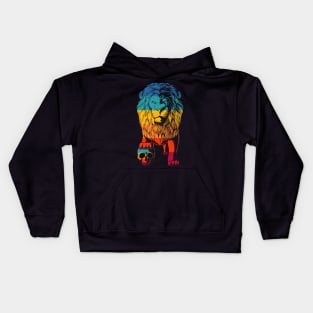 Vintage Skull Crashing Lion Kids Hoodie